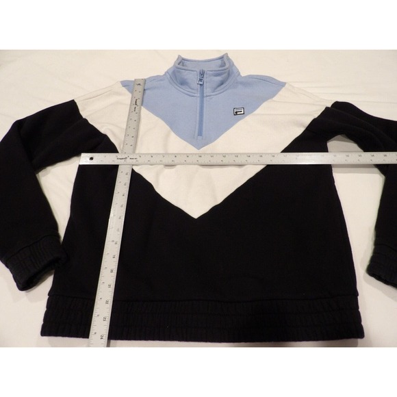 Fila Sweatshirt Womens Large Blue Logo 1/4 Zip 90s Blue White Navy Pullover - Picture 5 of 9